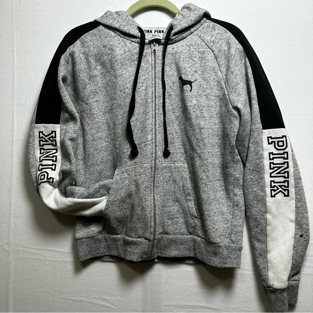Victoria's Secret Pink and Gray Fleece Hoodie